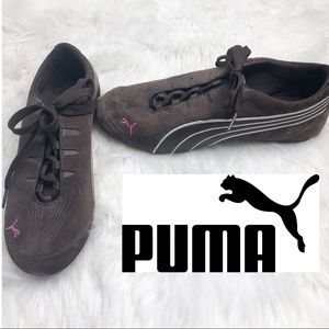 Puma Etolie Brown and Pink Suede Sneakers Size 9.5